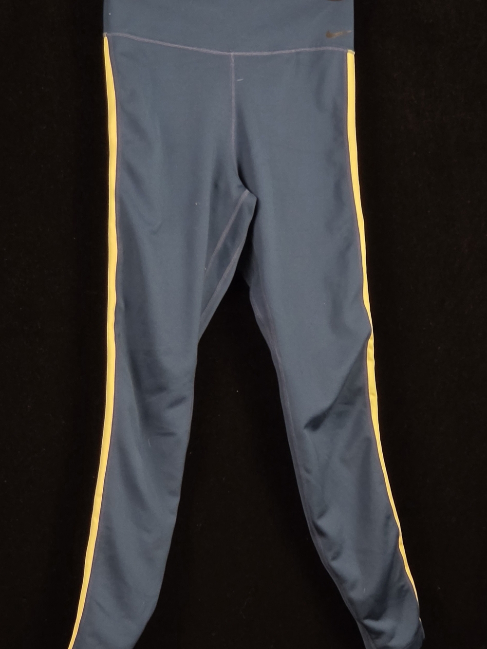 #170 Nike S Navy Gold Logo Tape High Rise Athletic Leggings